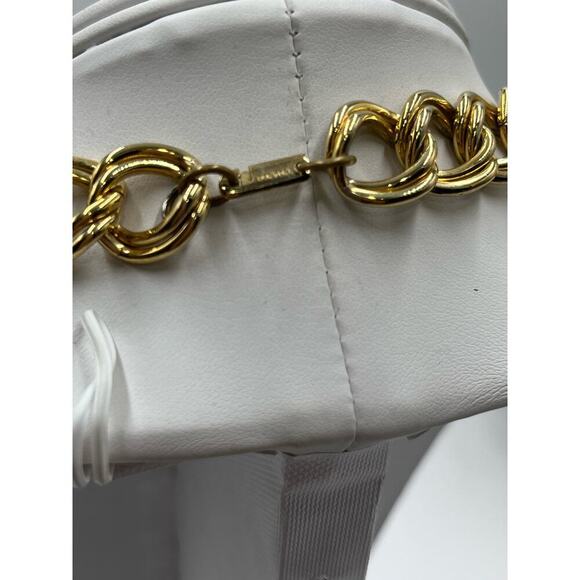 Carol Dauplaise Signed Vintage Double Gold-tone Link Disc Bead Charm Necklace - Picture 9 of 13